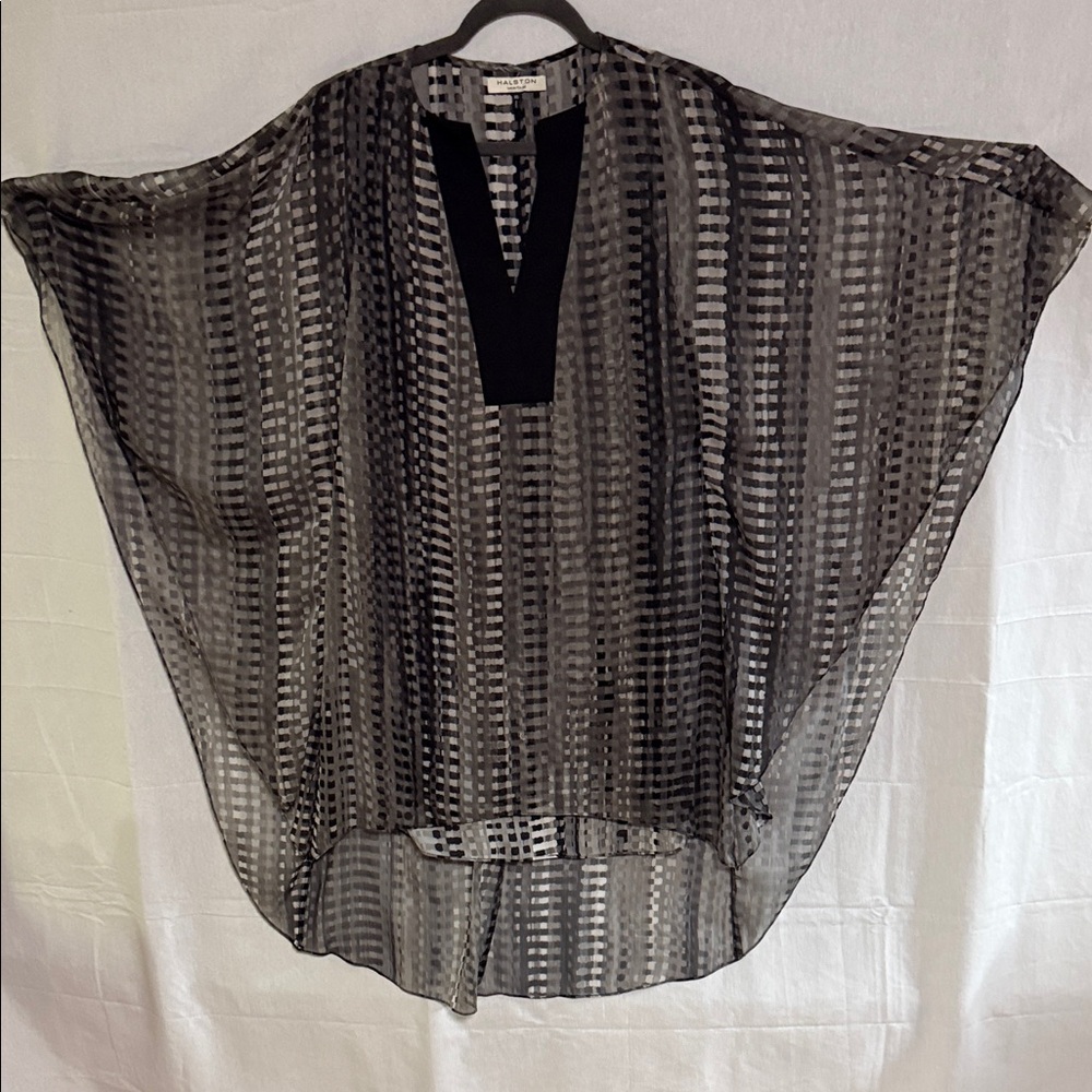 Revolve Halston Heritage Cape Sleeve Caftan in a Parchment Fading Pixels Print
